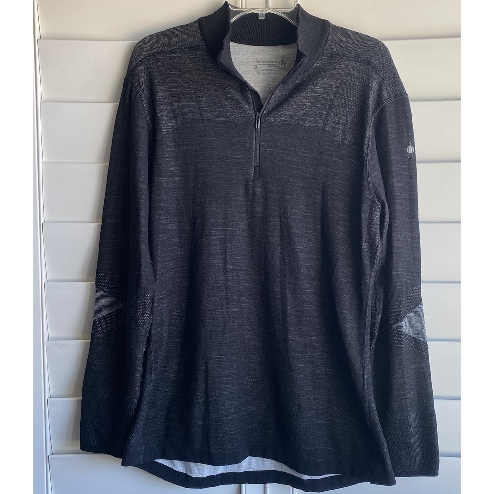 Smartwool Intraknit Thermal Merino Base Layer Quarter Zip Men's XL Black READ